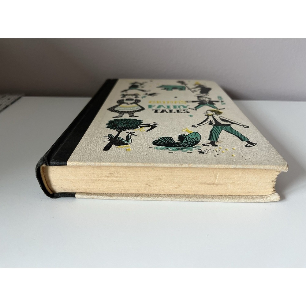Vintage Hardcover Book Home Decor Prop Set Staging Green Grimm's Fairy Tales USA - Picture 3 of 9